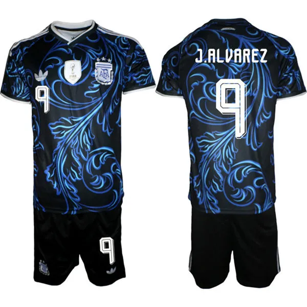 Mens Argentina National Team #9 Julian Alvarez Black Away 2026 FIFA World Cup Soccer Jersey Suit