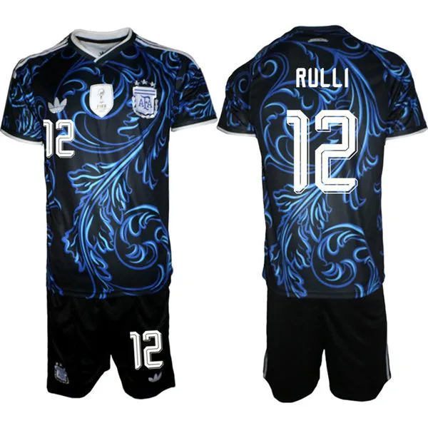 Mens Argentina National Team #12 Geronimo Rulli Black Away 2026 FIFA World Cup Soccer Jersey Suit
