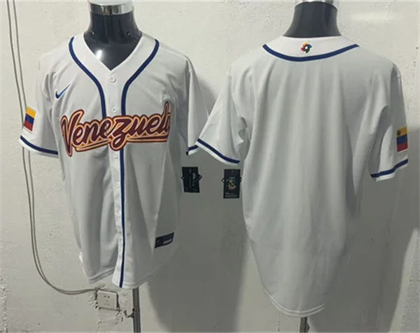 Men's Venezuela Blank Nike White 2026 World Baseball Classic Road Stadium Jersey