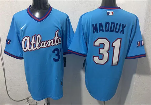 Mens Atlanta Braves Retired Player #31 Greg Maddux 2026 Blue City Connect 2.0 Limited Jersey