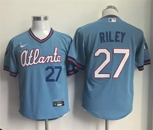 Youth Atlanta Braves #27 Austin Riley 2026 Blue City Connect 2.0 Limited Jersey