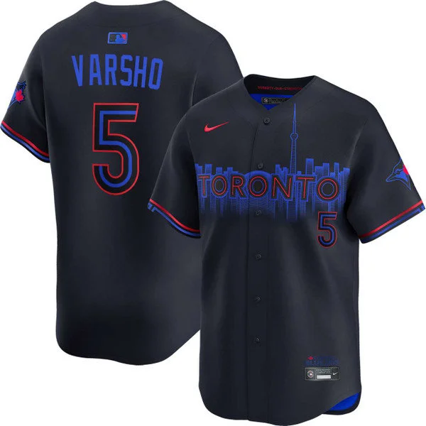 Mens Toronto Blue Jays #5 Daulton Varsho Nike Black City Connect Limited Jersey
