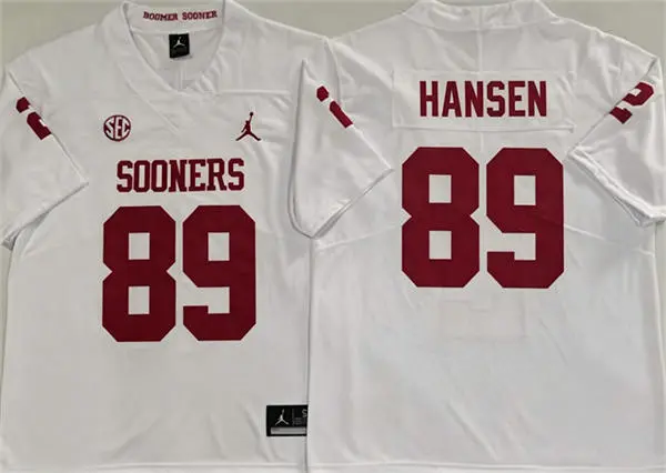 Oklahoma Sooners #89 Hayden Hansen White SEC Football Game Jersey