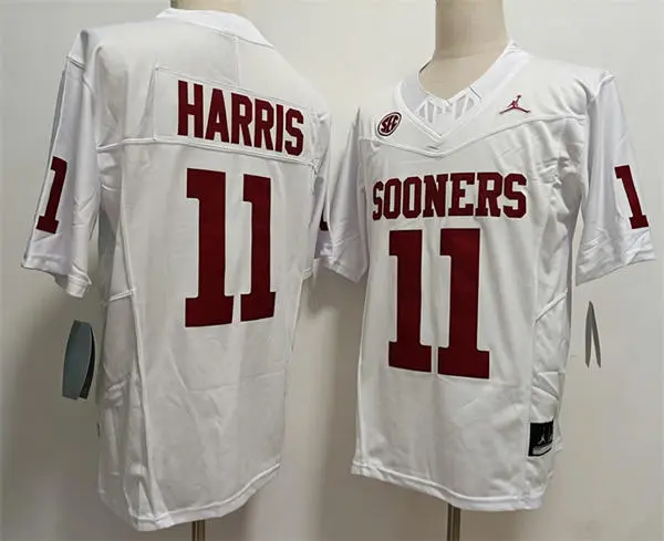 Oklahoma Sooners #11  Trell Harris White SEC Football Game Jersey