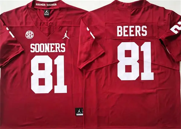Oklahoma Sooners #81 Rocky Beers Crimson SEC Football Game Jersey