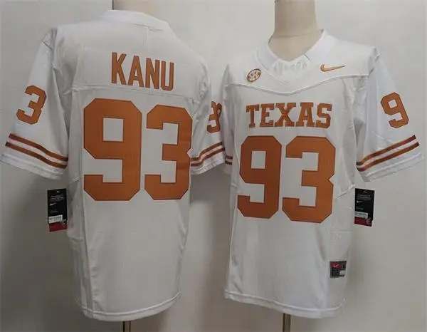 Texas Longhorns #93 Hero Kanu SEC White College Football Game Jersey