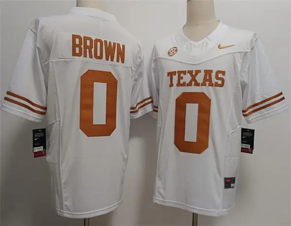 Texas Longhorns #0 Raleek Brown SEC White College Football Game Jersey