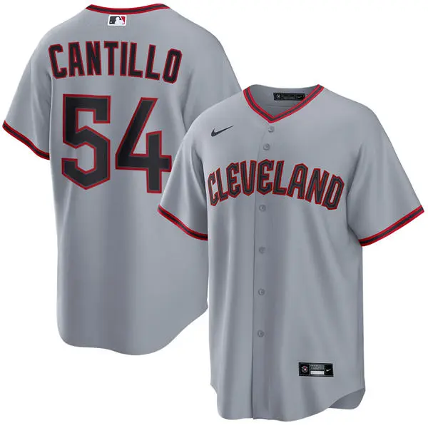 Mens Cleveland Guardians #54 Joey Cantillo Nike Gray Road Limited Jersey