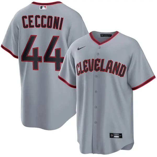 Mens Cleveland Guardians #44 Slade Cecconi Nike Gray Road Limited Jersey