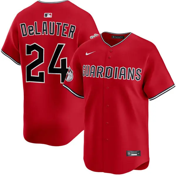 Mens Cleveland Guardians #24 Chase DeLauter Nike Red Alternate Limited Jersey