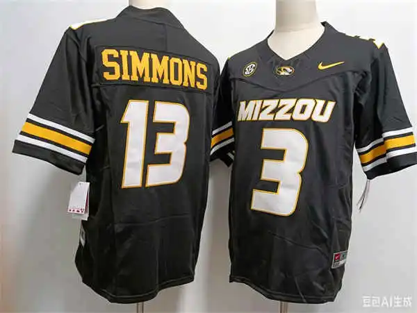 Missouri Tigers #13 Austin Simmons Nike Black F.U.S.E. College Football Game Jersey