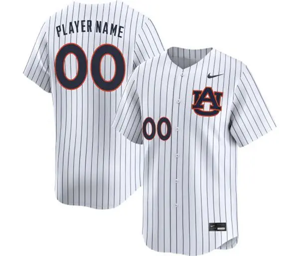 Auburn Tigers Custom 2026 White Pinstripe Baseball Game Jersey