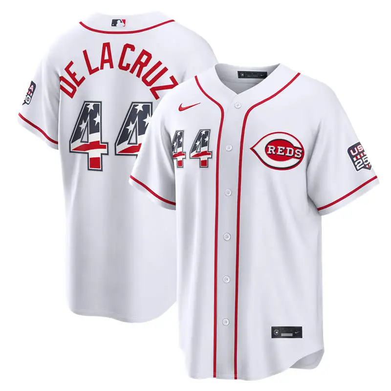 Men's Cincinnati Reds #44 Elly De La Cruz Nike White USA 250 Fourth of July Home Stadium Jersey
