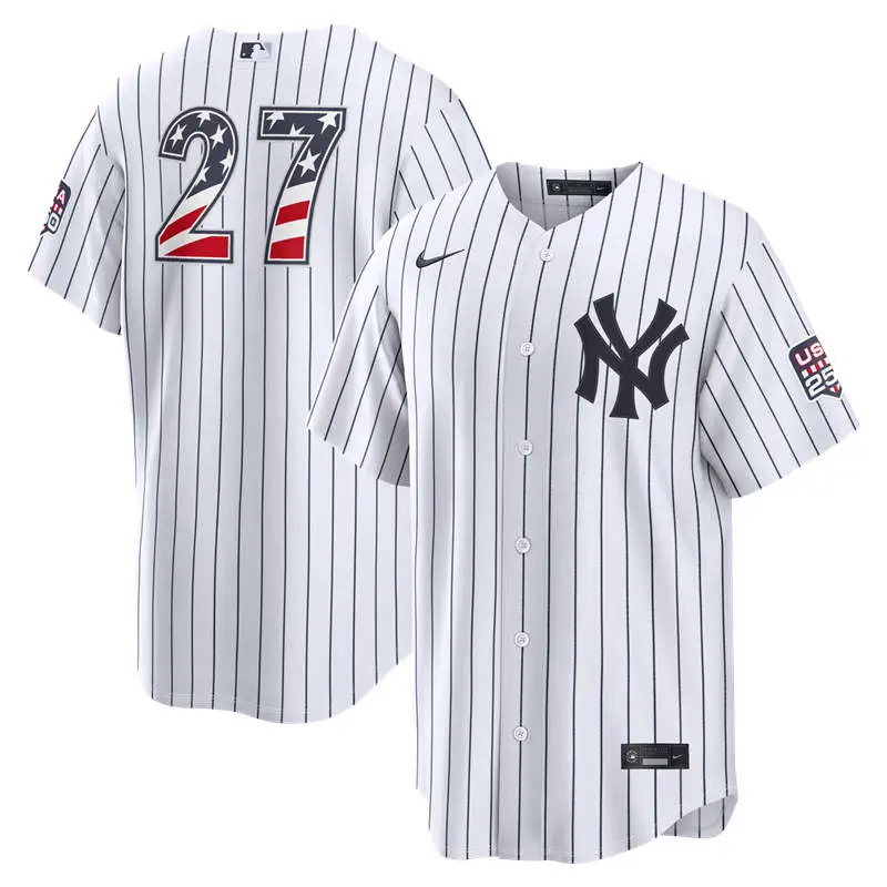 Men's New York Yankees #27 Giancarlo Stanton Nike White USA 250 Fourth of July Home Stadium Jersey
