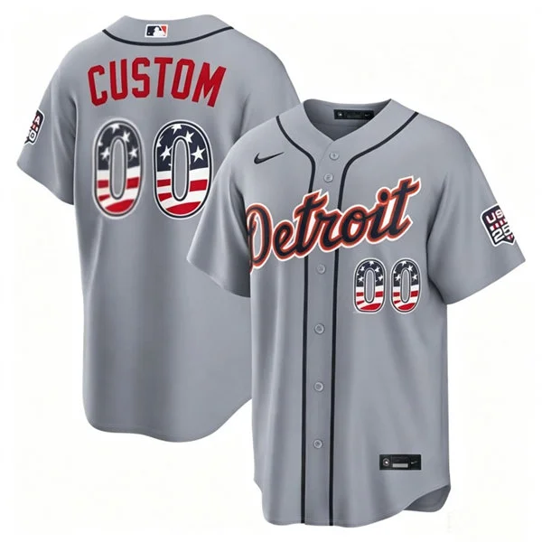 Detroit Tigers Custom  Nike Gray USA 250 Fourth of July Road Stadium Jersey