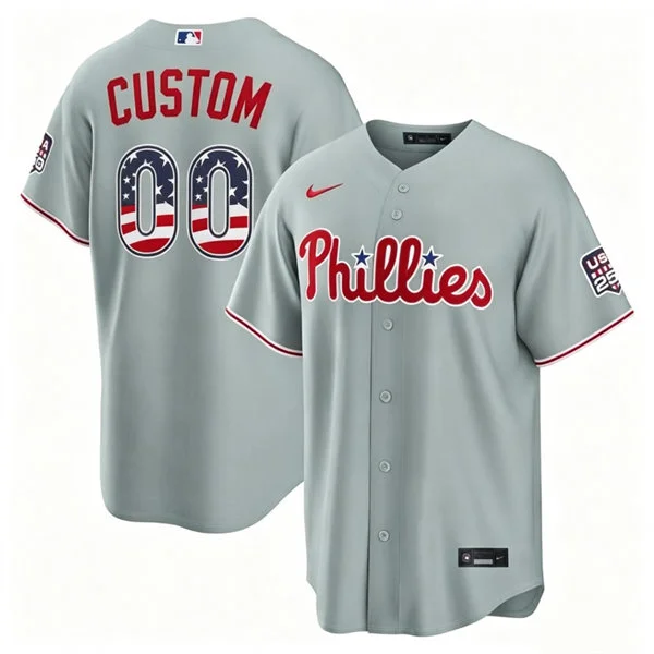 Philadelphia Phillies Custom Nike Gray USA 250 Fourth of July Road Stadium Jersey