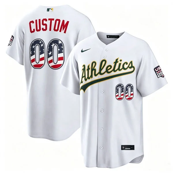 Athletics Custom Nike White USA 250 Fourth of July Home Stadium Jersey