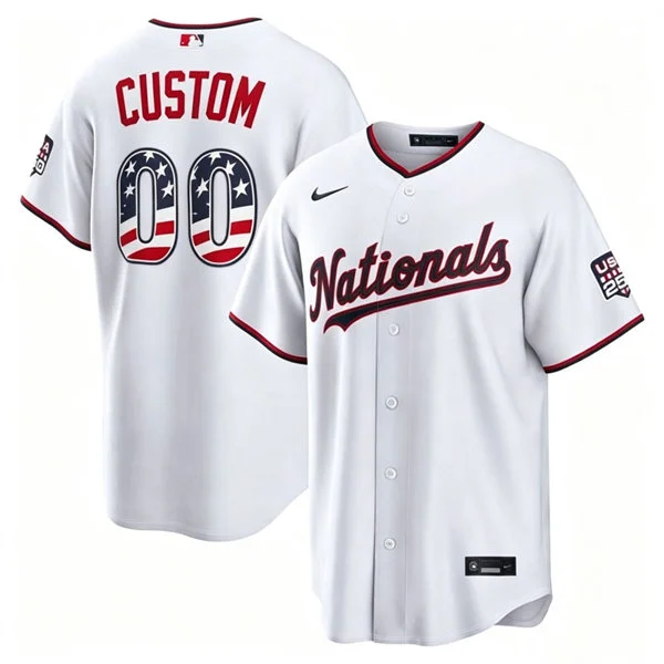 Washington Nationals Custom Nike White USA 250 Fourth of July Home Stadium Jersey