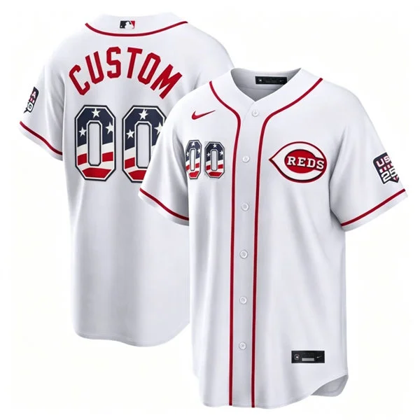 Cincinnati Reds Custom Nike White USA 250 Fourth of July Home Stadium Jersey