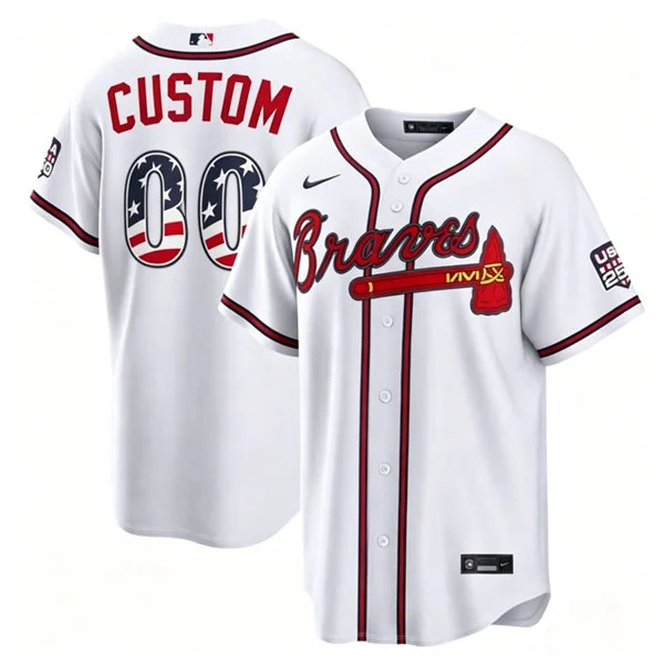 Atlanta Braves Custom Nike White USA 250 Fourth of July Home Stadium Jersey