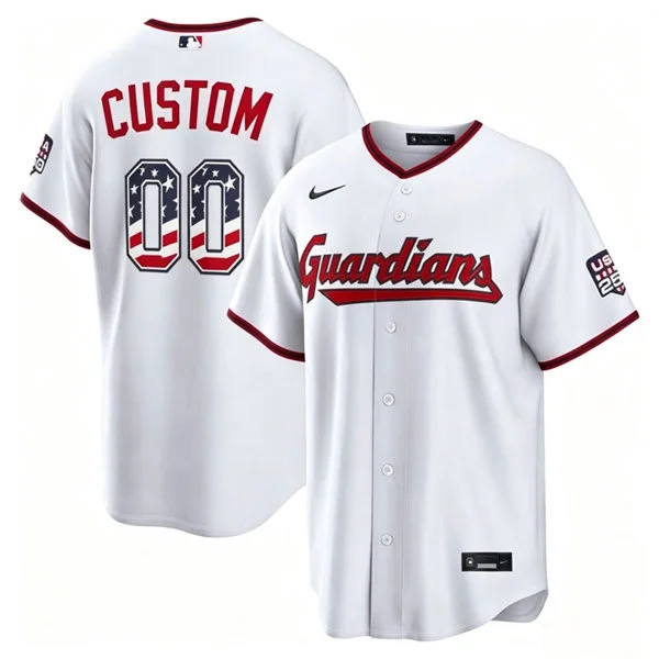 Cleveland Guardians Custom Nike White USA 250 Fourth of July Home Stadium Jersey