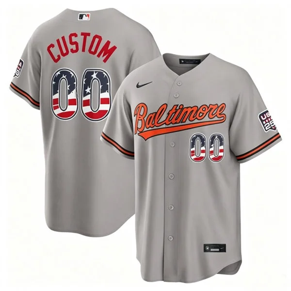 Baltimore Orioles Custom Nike Gray USA 250 Fourth of July Road Stadium Jersey