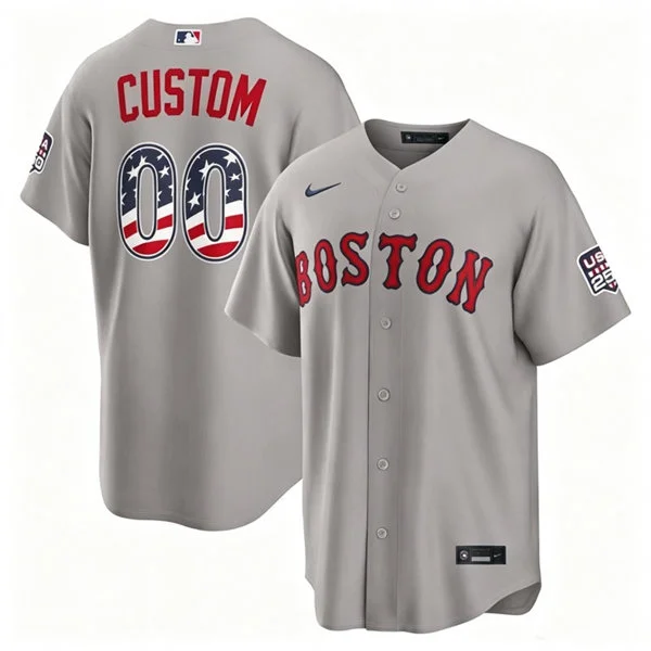Boston Red Sox Custom Nike Gray USA 250 Fourth of July Road Stadium Jersey