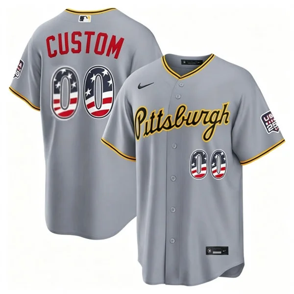 Pittsburgh Pirates Custom Nike Gray USA 250 Fourth of July Road Stadium Jersey