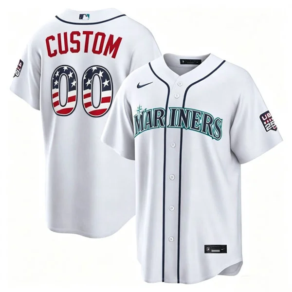 Seattle Mariners Custom Nike White USA 250 Fourth of July Home Stadium Jersey