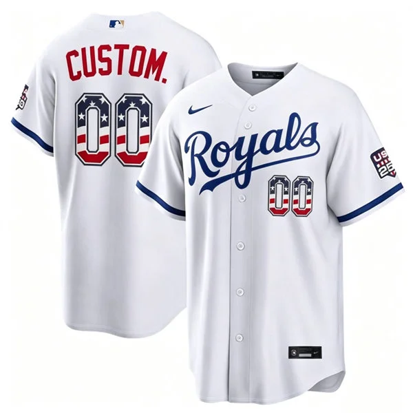 Kansas City Royals Custom  Nike White USA 250 Fourth of July Home Stadium Jersey