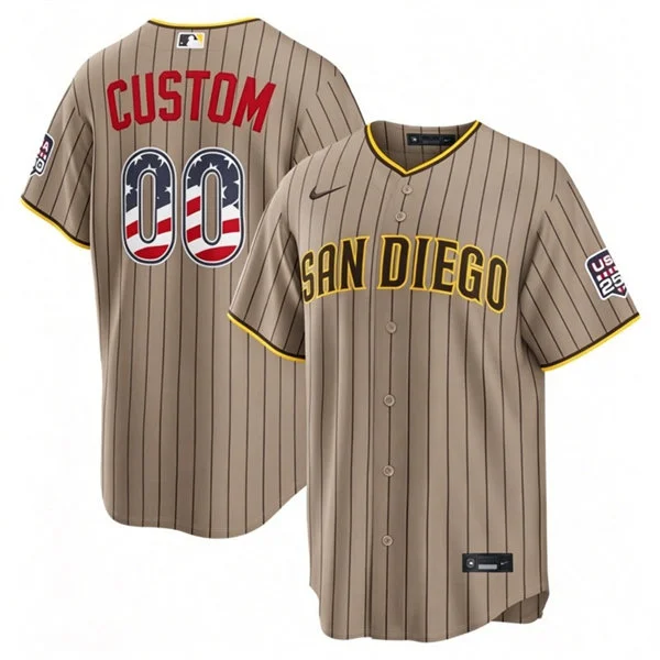 San Diego Padres Custom Nike Sand USA 250 Fourth of July Alternate Stadium Jersey