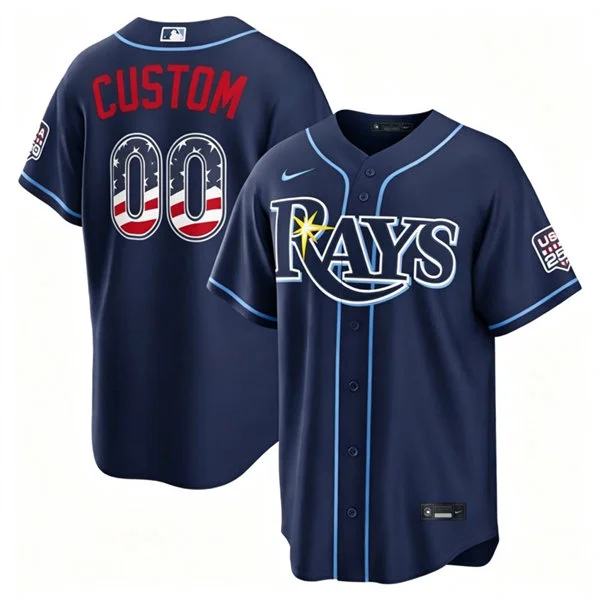 Tampa Bay Rays Custom Nike Navy USA 250 Fourth of July Road Stadium Jersey
