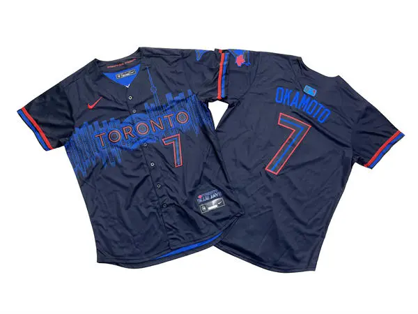 Men's Toronto Blue Jays #7 Kazuma Okamoto Nike Black 2024 City Connect Limited Jersey
