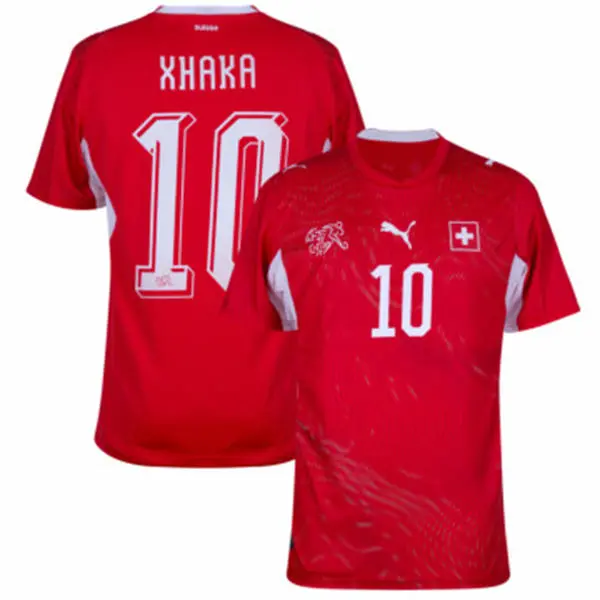 Mens Switzerland  National Team #10 Granit Xhaka Hom Red 2026 FIFA World Cup Soccer Jersey