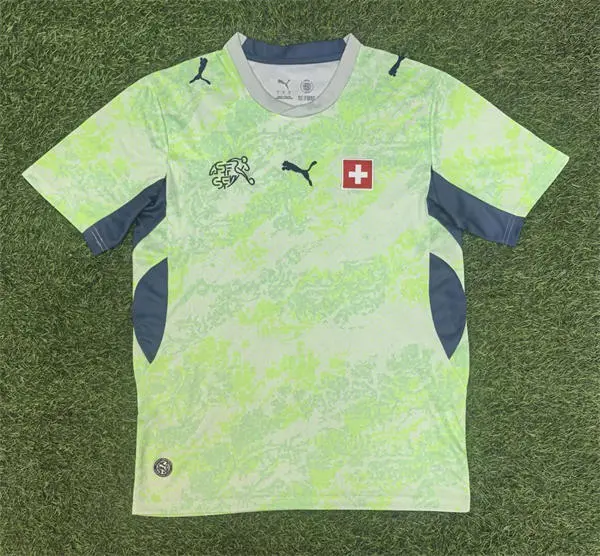 Mens Switzerland Soccer Blank Green Away 2026 FIFA World Cup Team Jersey