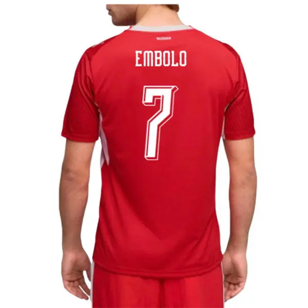Mens Switzerland  National Team #7 Breel Embolo Hom Red 2026 FIFA World Cup Soccer Jersey