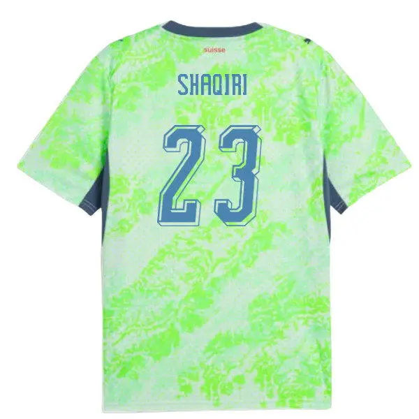 Mens Switzerland National Team #23 Xherdan Shaqiri Green Away 2026 FIFA World Cup Soccer Jersey