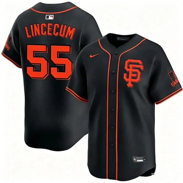 Mens San Francisco Giants Retired Players #55 Tim Lincecum Nike Black Alternate Limited Jersey