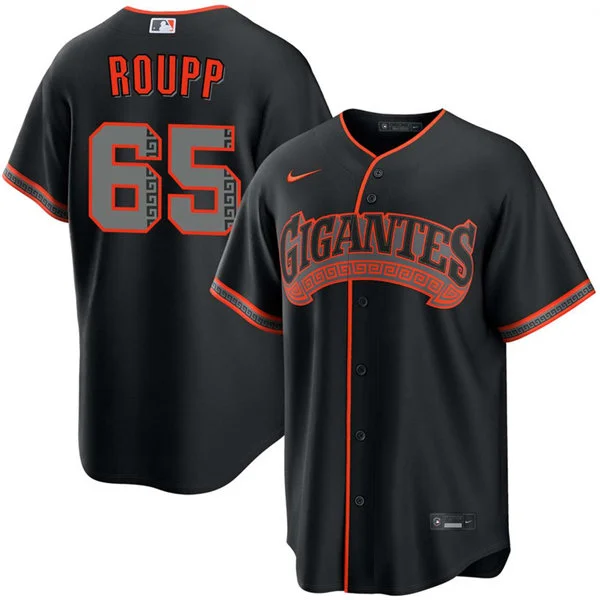 Mens San Francisco Giants #65 Landen Roupp Nike Black Gigantes Limited Jersey