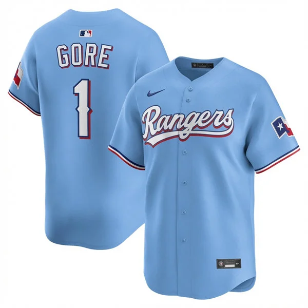 Mens Texas Rangers #1 MacKenzie Gore Nike Light Blue Alternate Limited Jersey