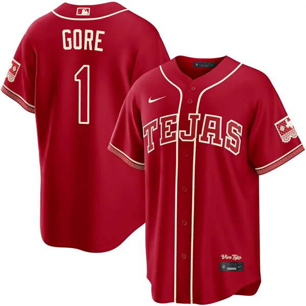 Mens Texas Rangers #1 MacKenzie Gore 2026 Viva Tejas City Connect Limited 2.0 Jersey Maroon