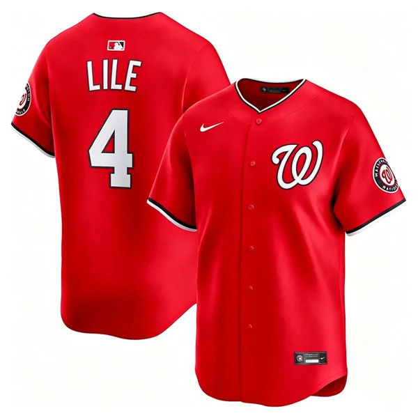 Men's Washington Nationals #4 Daylen Lile Nike Scarlet Alternate Limited Jersey