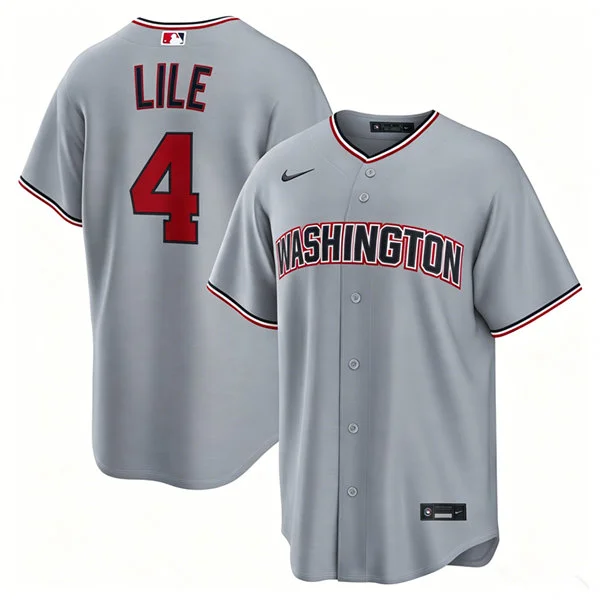 Men's Washington Nationals #4 Daylen Lile Nike Road Gray Limited Jersey