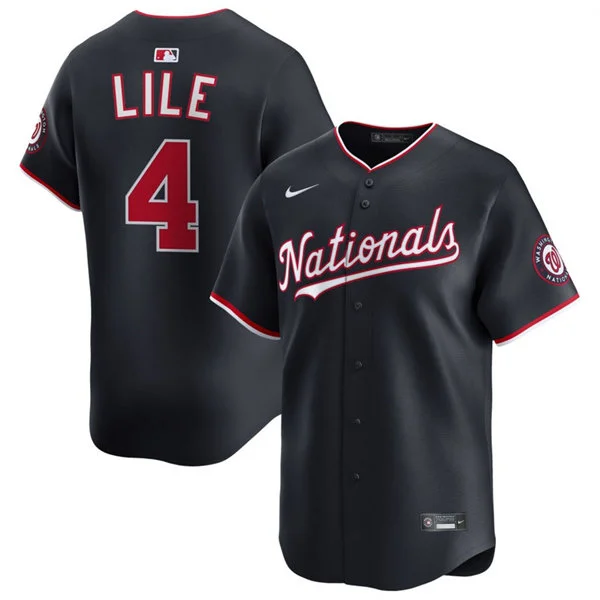 Men's Washington Nationals #4 Daylen Lile Nike Navy Alternate Limited Jersey