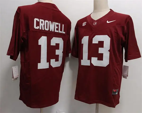 Mens Alabama Crimson Tide #13 Ezavier Crowell Crimson College Football Game Jersey