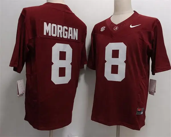 Mens Alabama Crimson Tide #8 Cederian Morgan Crimson College Football Game Jersey