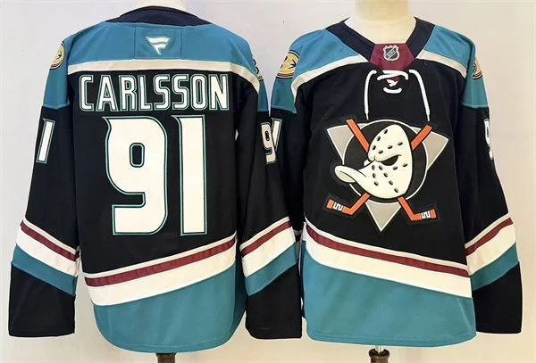 Mens Anaheim Ducks #91 Leo Carlsson Fanatics Black Alternate Jersey
