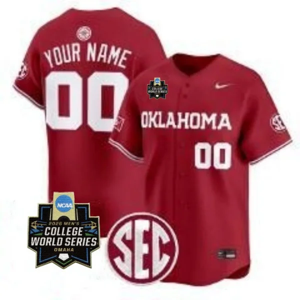 Oklahoma Sooners Custtom Crimson 2026 College Baseball World Series Game Jersey