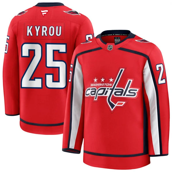 Men's Washington Capitals #25 Jordan Kyrou Fanatics Home Red Premium Jersey