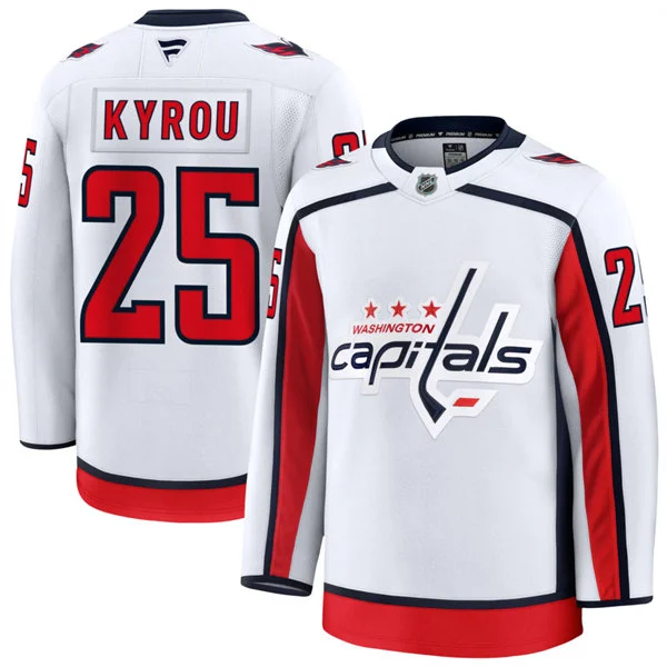 Men's Washington Capitals #25 Jordan Kyrou Fanatics Away White Premium Jersey